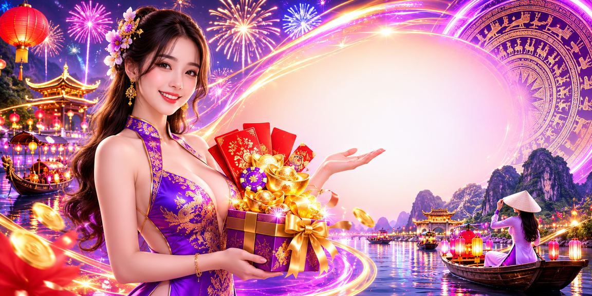 Cảnh đêm tại Ninh Bình với ánh đèn neon gợi lên không khí giải trí trực tuyến sôi động