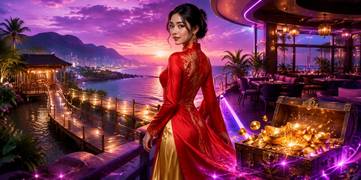 Cảnh biển Vũng Tàu với người dùng truy cập nền tảng cá cược thể thao trực tuyến trên di động
